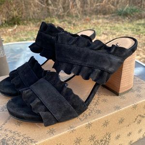 NIB Free People Rosie Ruffle Sandal Block Heel Shoes 6